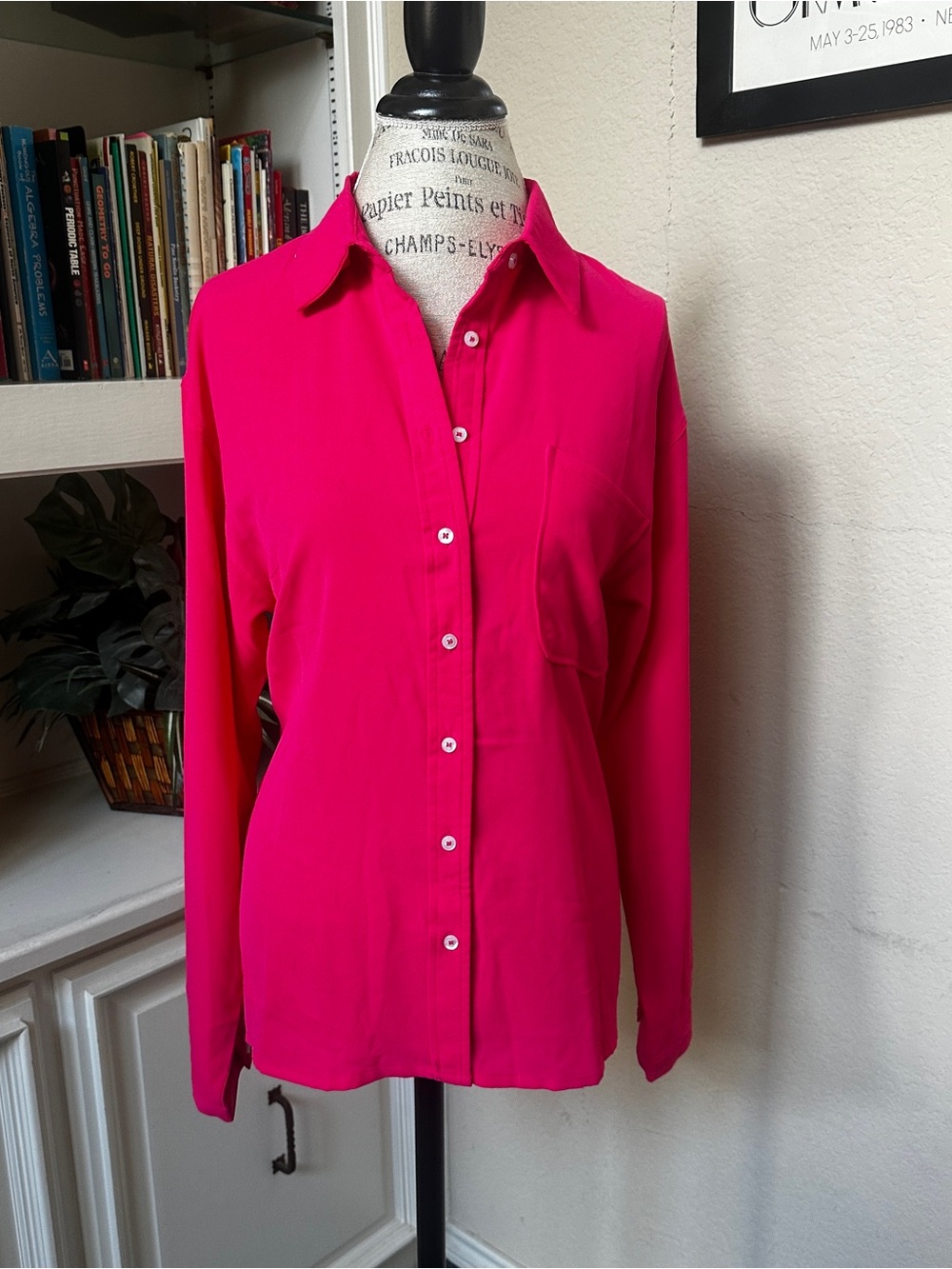 Bright Pink Button Down Top